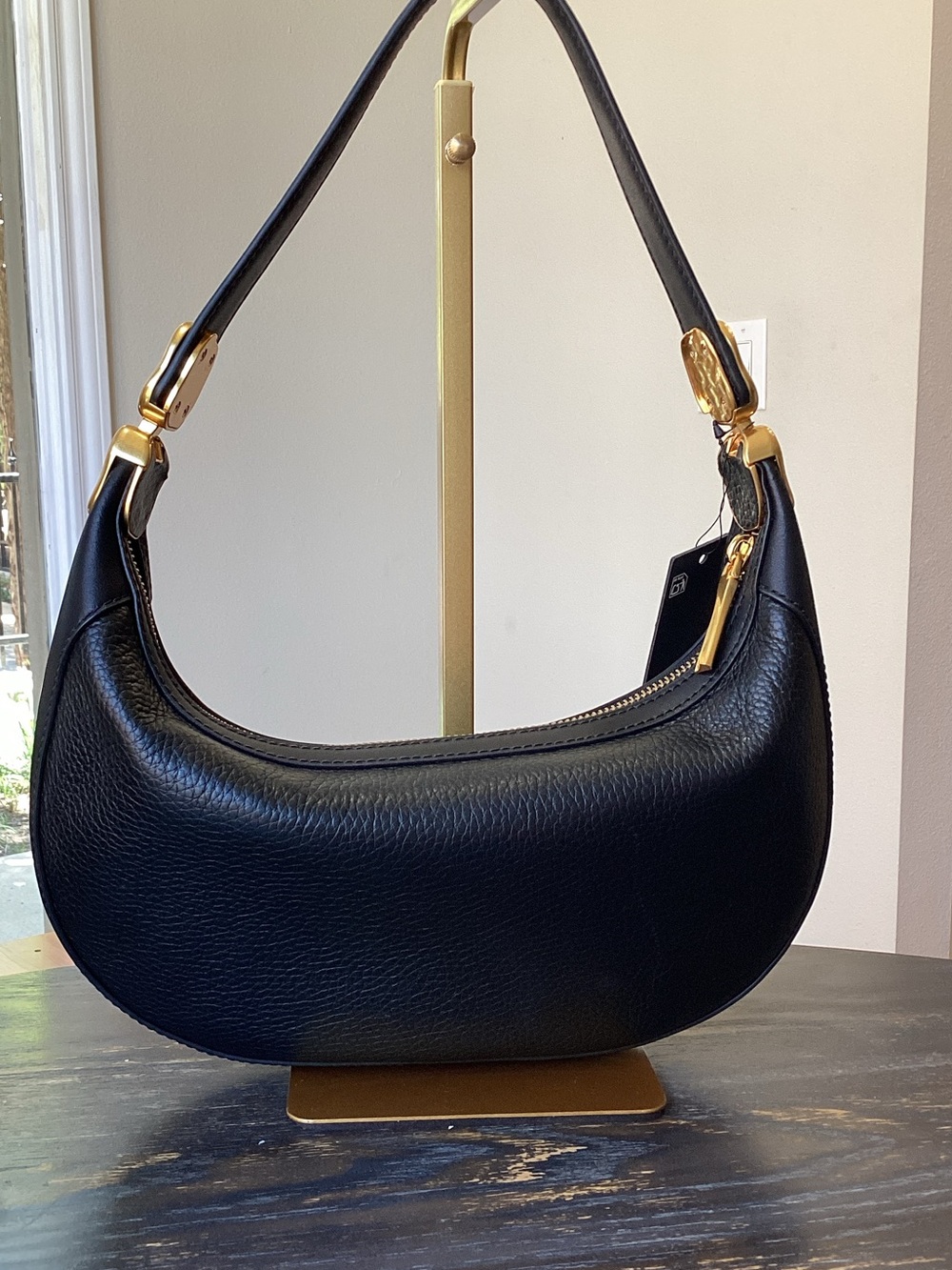 Donna Karan the Serge Black Pebble Leather Crescent Shoulder Bag - Picture 3 of 10